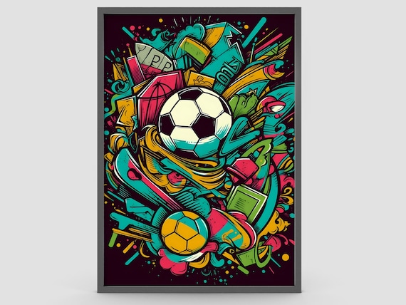 Football Graffiti Style Poster, Teen Room Decor