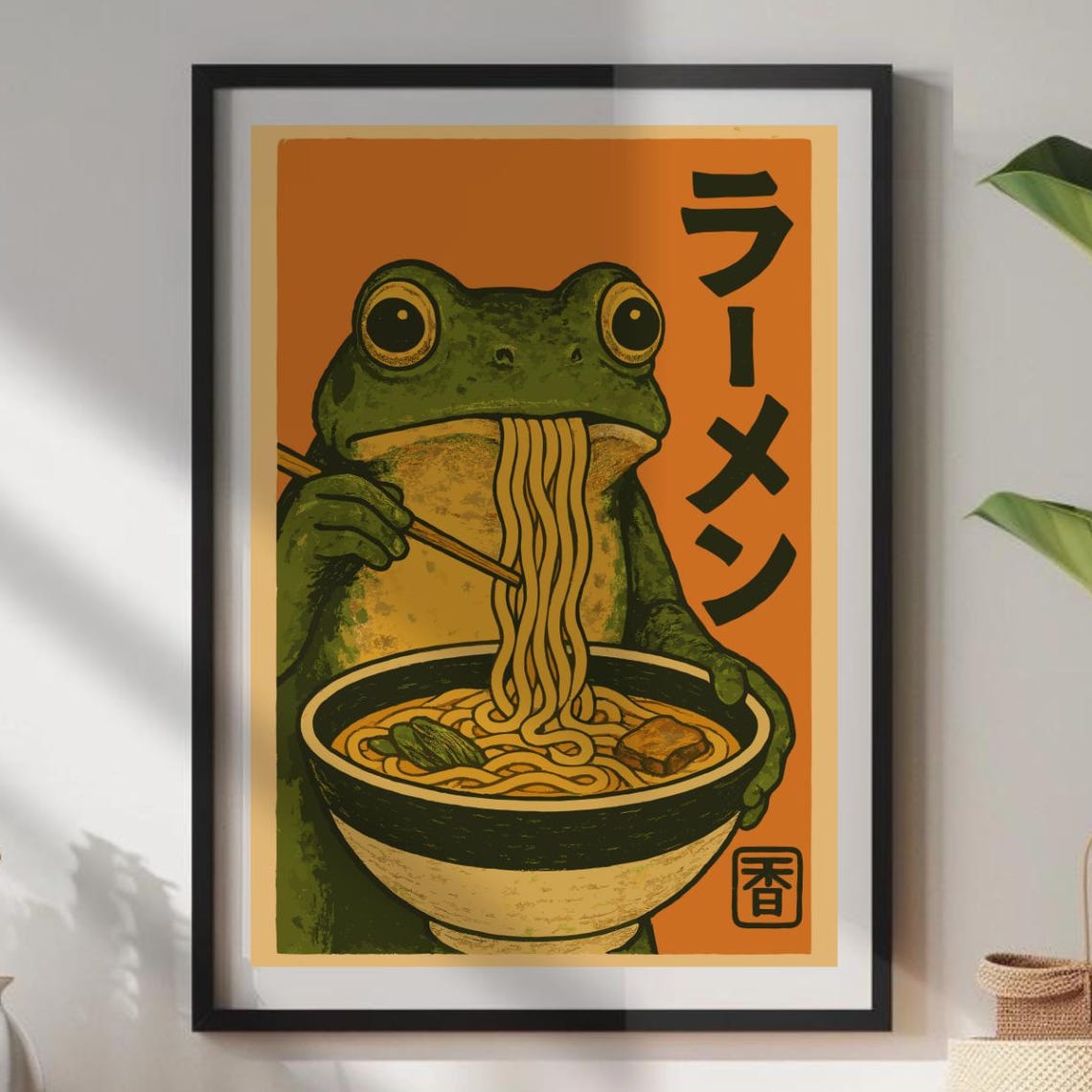 Frog Eating Ramen Ukiyoe-Inspired Art Print