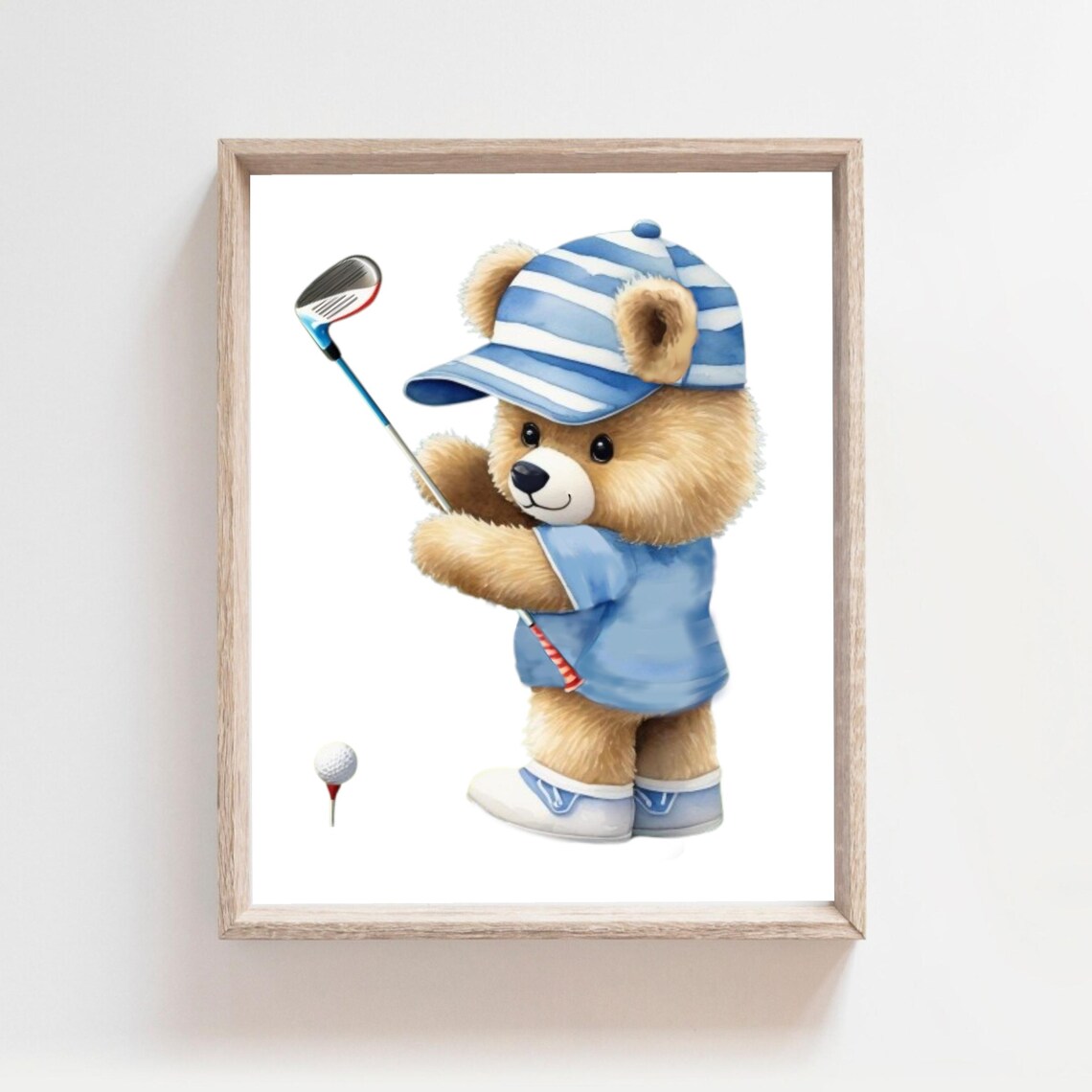 Golf Bear Nursery Sport Animal Poster Print