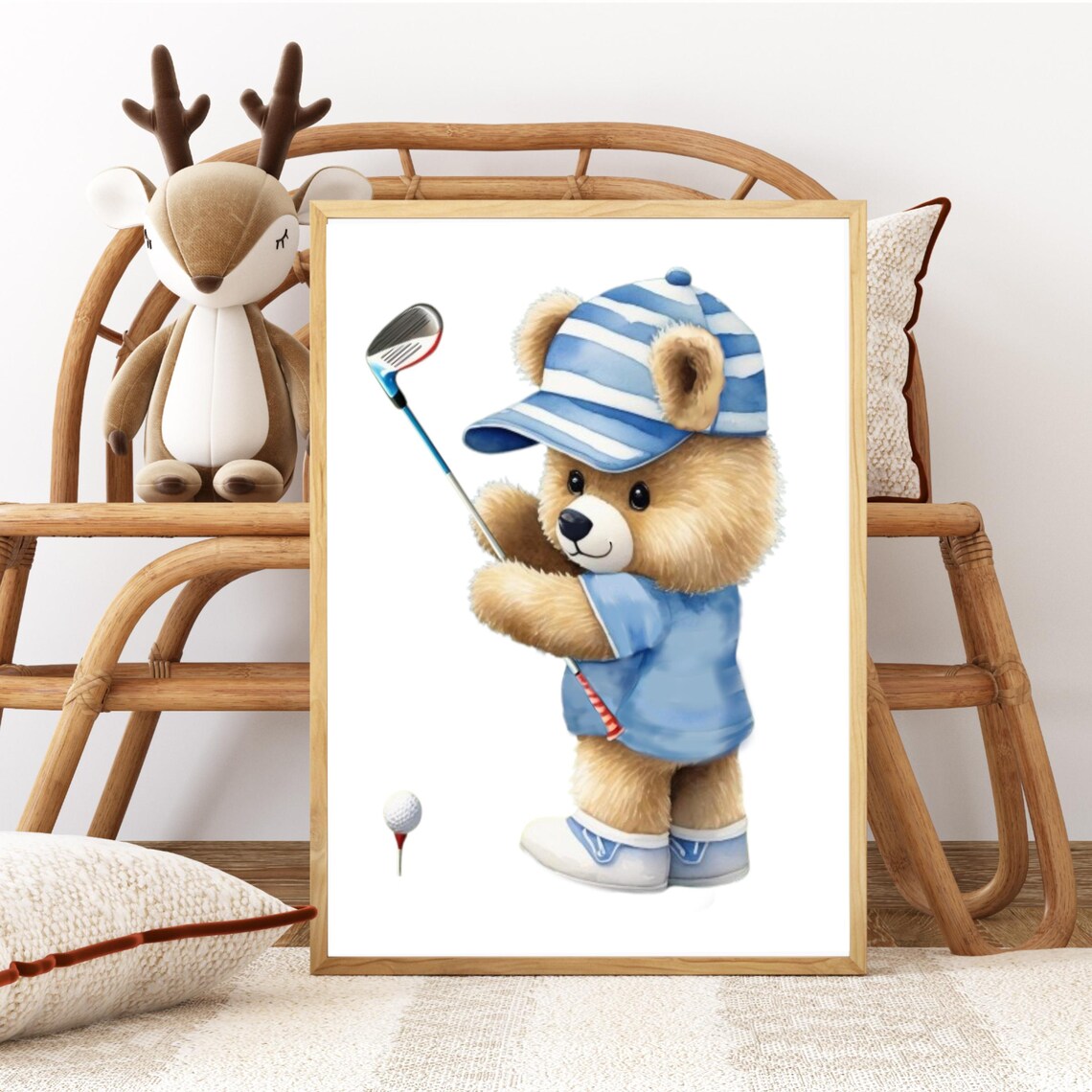 Golf Bear Nursery Sport Animal Poster Print - Image 2