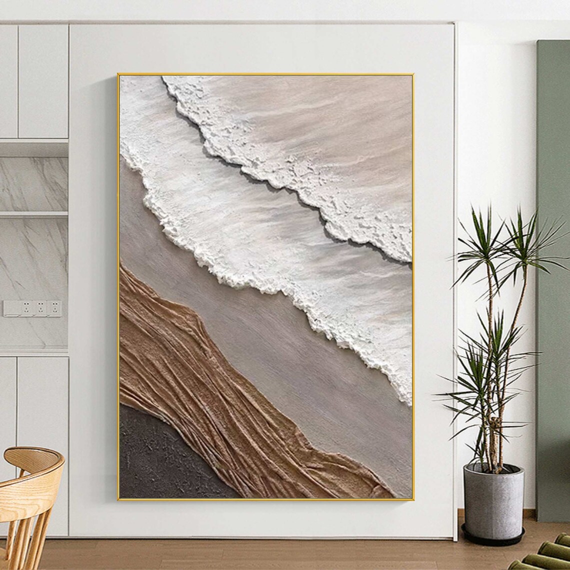 3D Minimalist Ocean Wave, Wabi Sabi Wall Art Print
