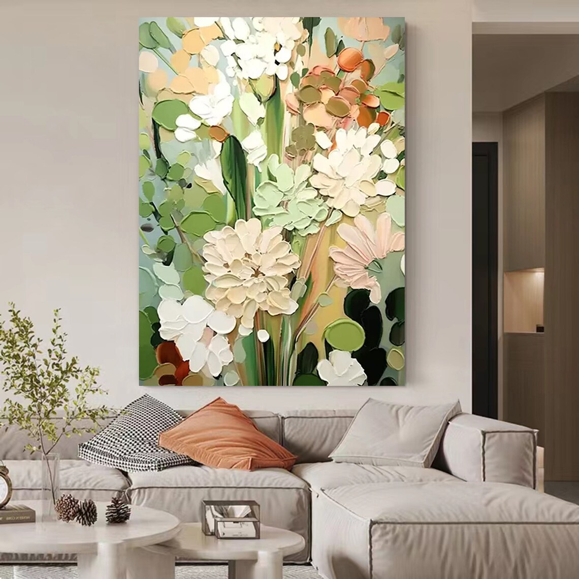 Custom Floral Painting, Neutral Tone Wall Art Print - Image 4