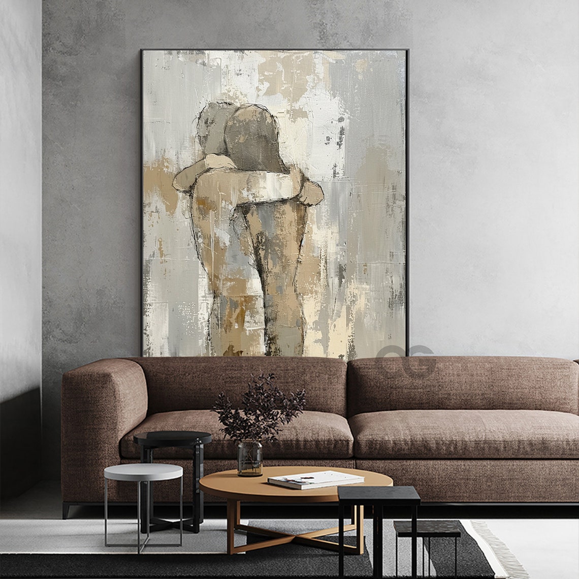 Framed Abstract Lady Woman Painting Original Black Wall Art Woman Art Faceless Portrait Painting Lovers Wall Art Decor Oil Painting - Image 5
