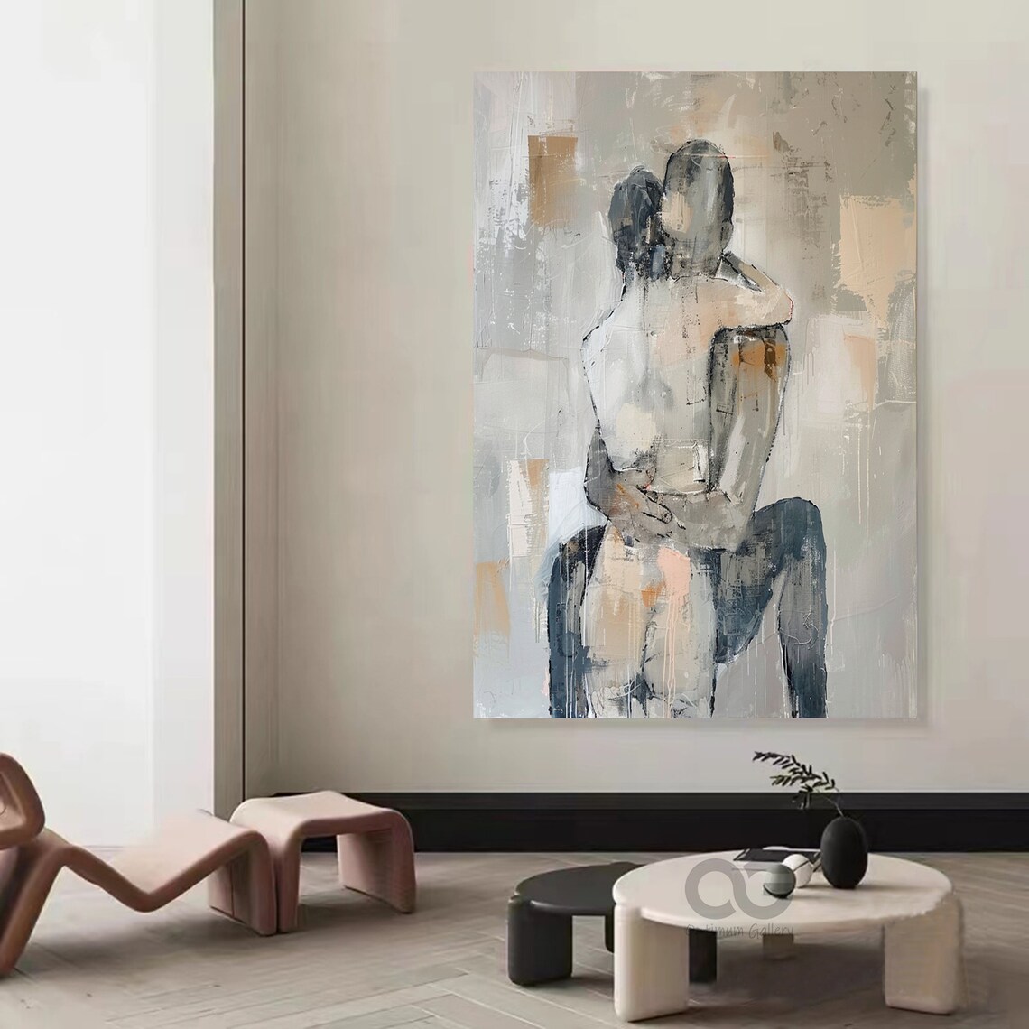 Gift For Wife Abstract Lady Framed Woman Face Artwork Family Painting Decor Woman Art Faceless Portrait Painting Wall Decor - Image 4