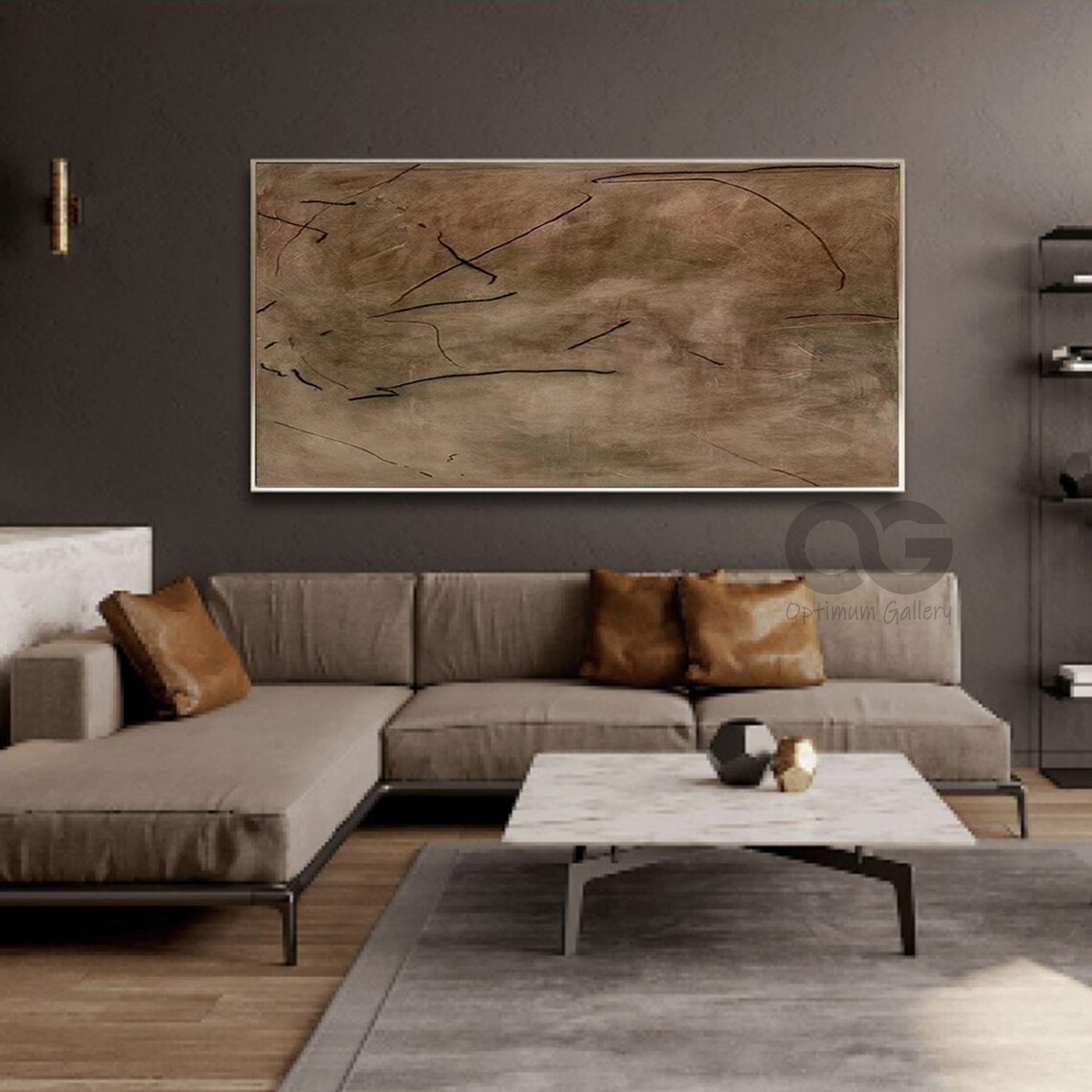 Minimalist Brown Abstract Wall Art Print, Textured - Image 2