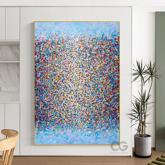 Blue Jackson Pollock Style Painting Orange Abstract Painting Blue Wall Art Pollock Abstract Art Modern Abstract Colorful Fine Art Wall Decor
