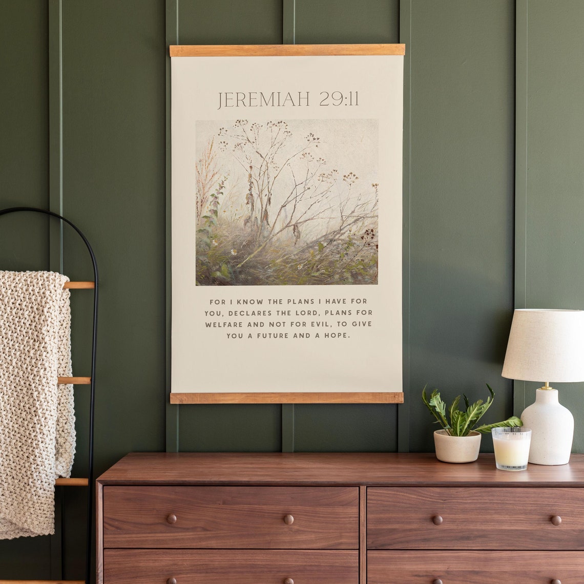 Jeremiah 29:11 Future and Hope Misty Botanical Scripture Poster - Image 3