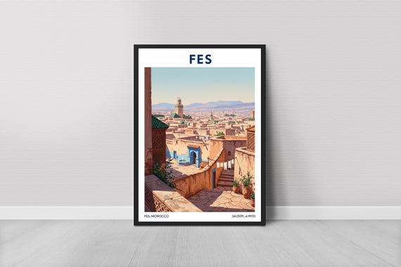 Moroccan Medina Rooftop Print Sunlit Cityscape Wall Art