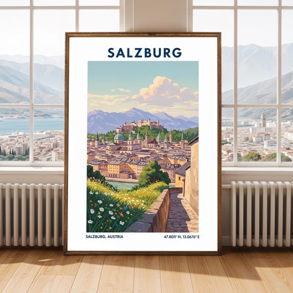 Salzburg Austria Art Print European Cityscape Travel Poster