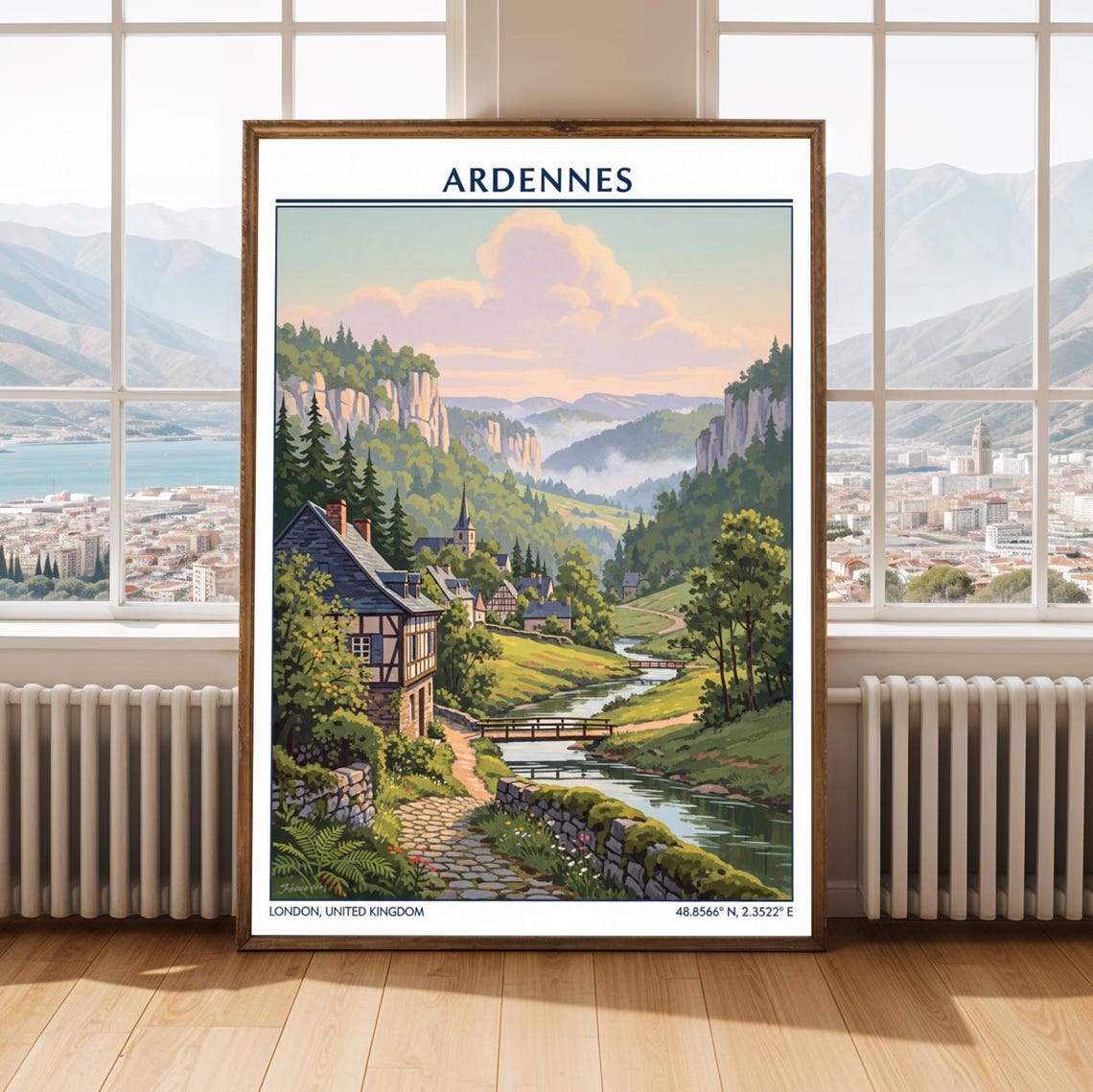 Ardennes Vintage Travel Forest Valley Village River Landscape Poster