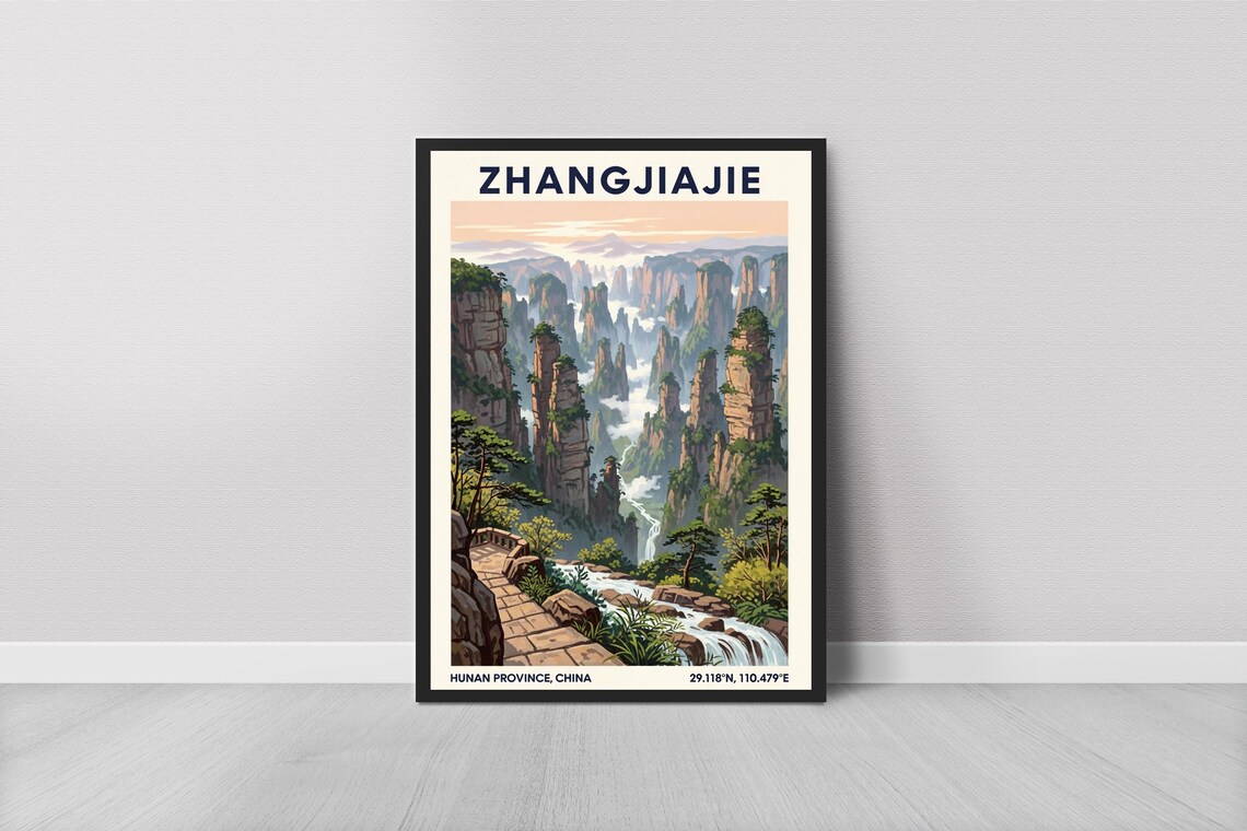 Zhangjiajie Sandstone Stone Forest Pillars China Travel Art Print