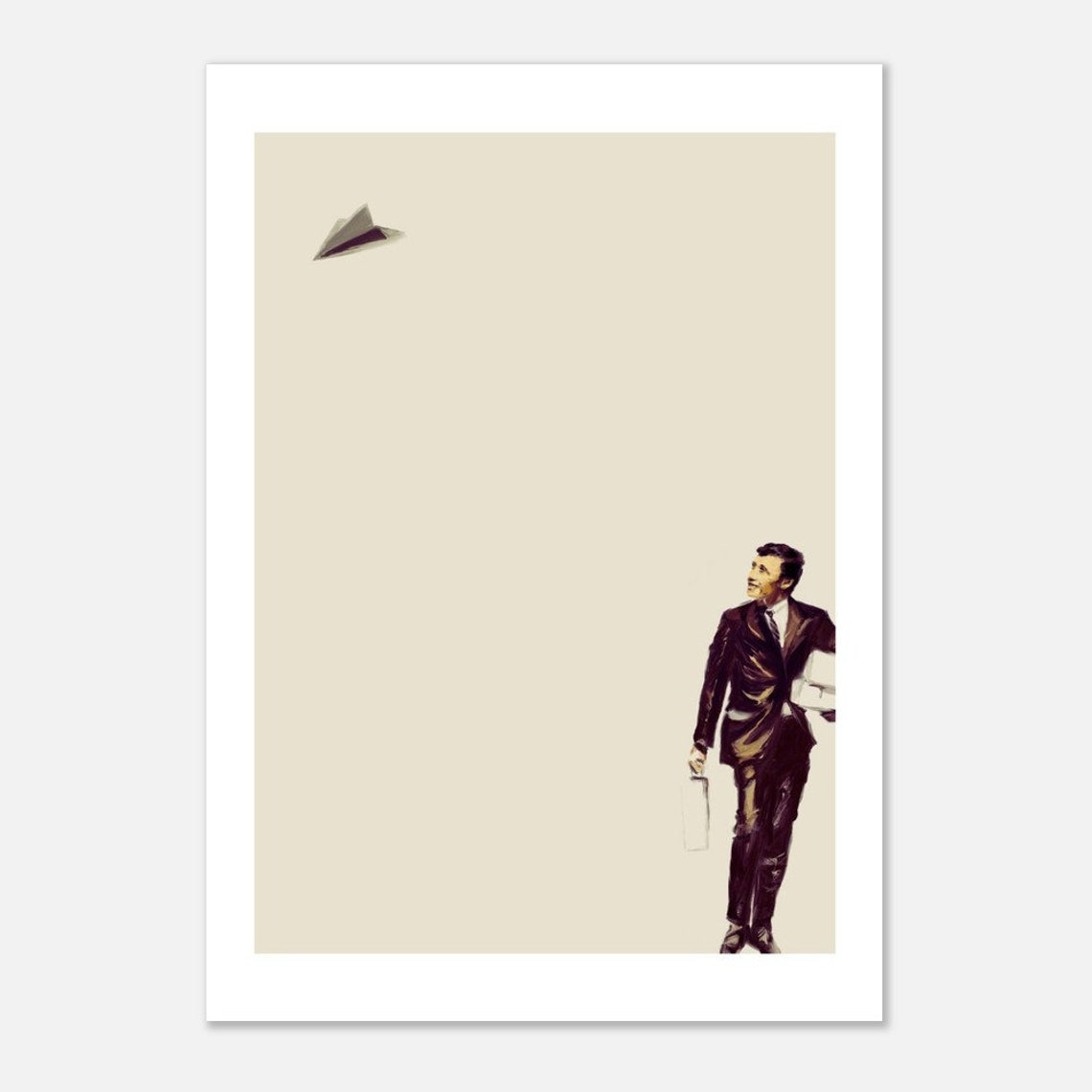 Businessman With Paper Airplane Minimalist Office Humor Wall Art - Image 2