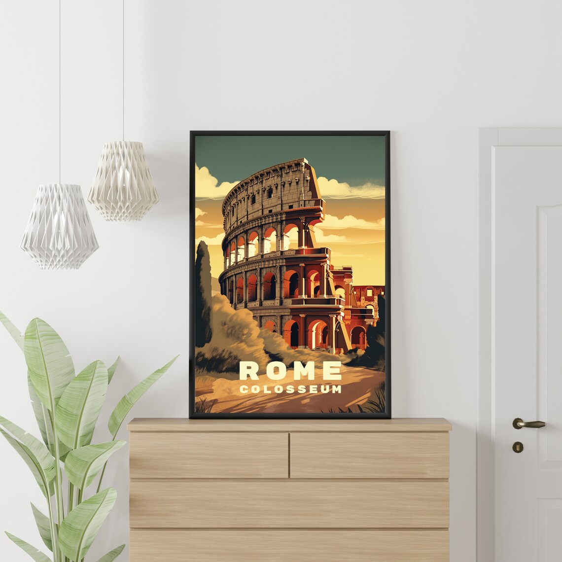 Rome Colosseum Travel Poster, Italy Wall Art Print