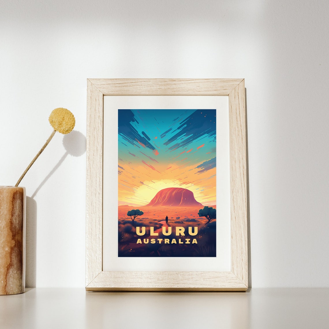 Majestic Uluru Australia Red Rock Desert Sunset Travel Poster - Image 2