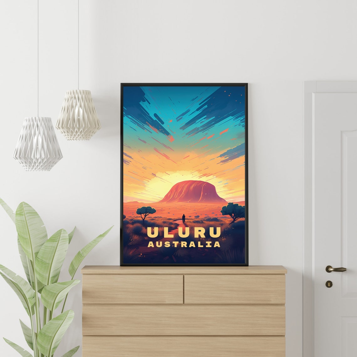 Majestic Uluru Australia Red Rock Desert Sunset Travel Poster