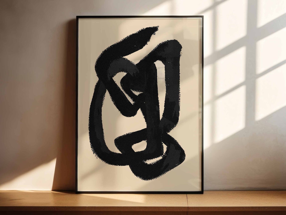 Black Brush Stroke Abstract Calligraphy Ink Minimalist Poster