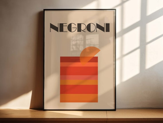 Negroni Minimalist Cocktail Retro Style Art Print