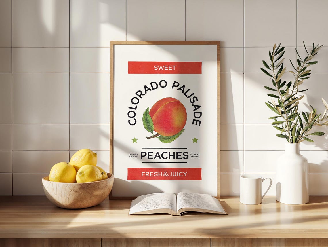 Sweet Colorado Palisade Peaches Fresh and Juicy Retro Poster - Image 2