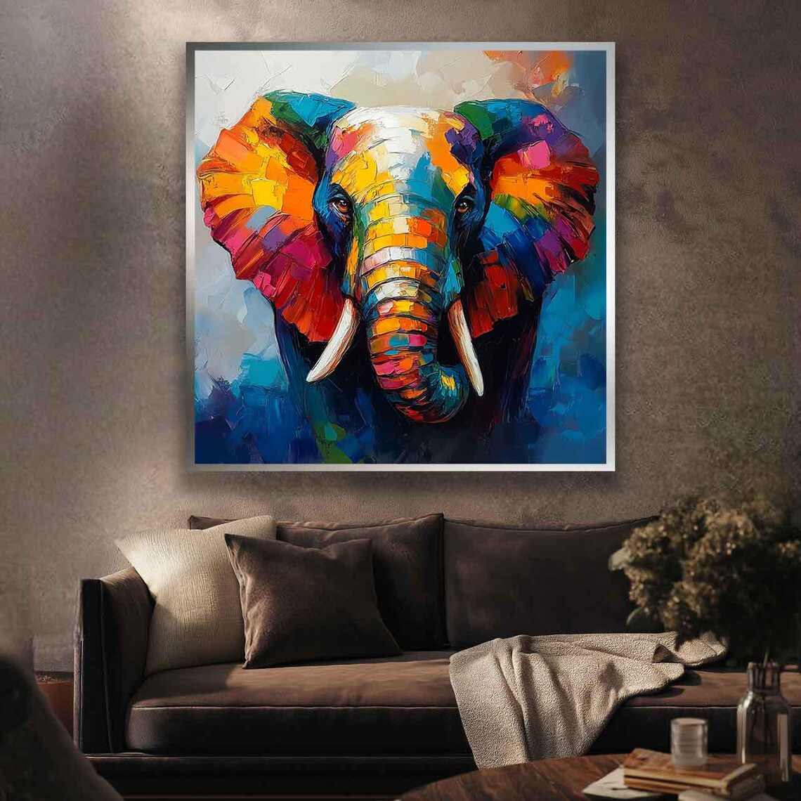 Rainbow Elephant Head Splash in Vibrant Modern Abstract Art Poster - Image 5