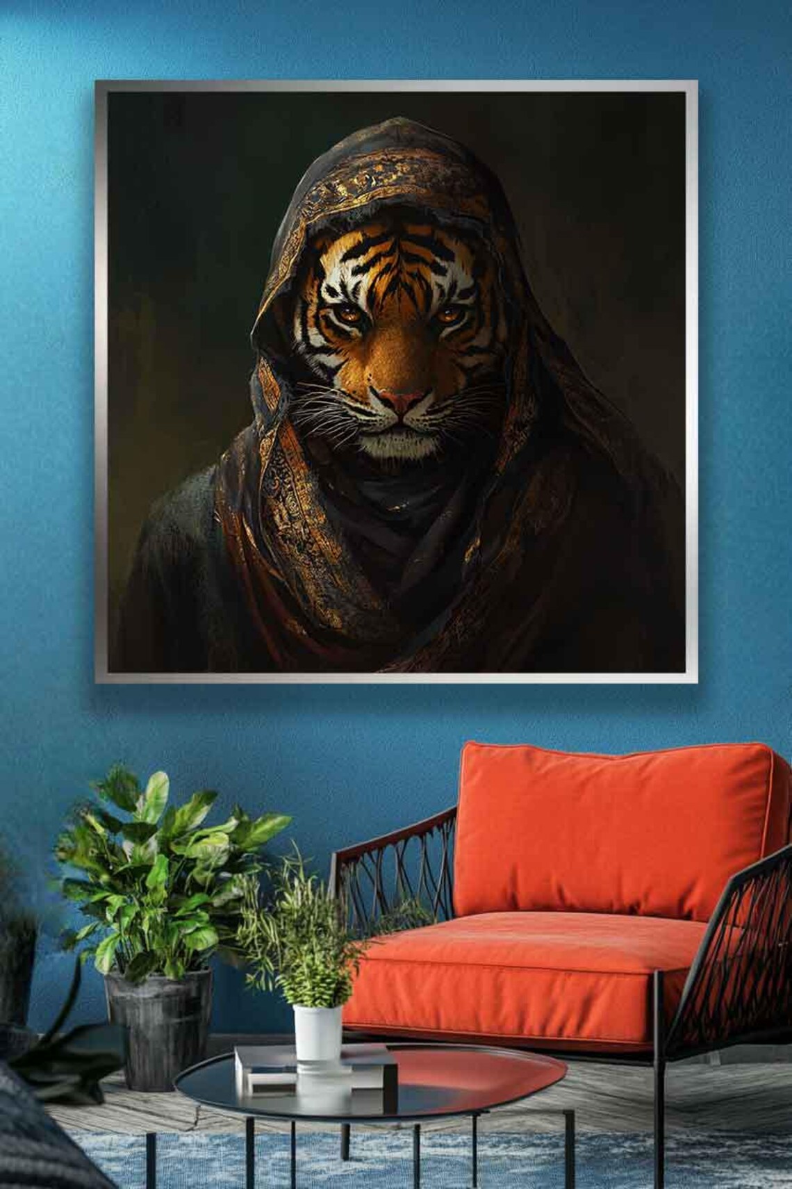 Mysterious Hooded Tiger Portrait in Dark Moody Oil Painting Poster - Image 5