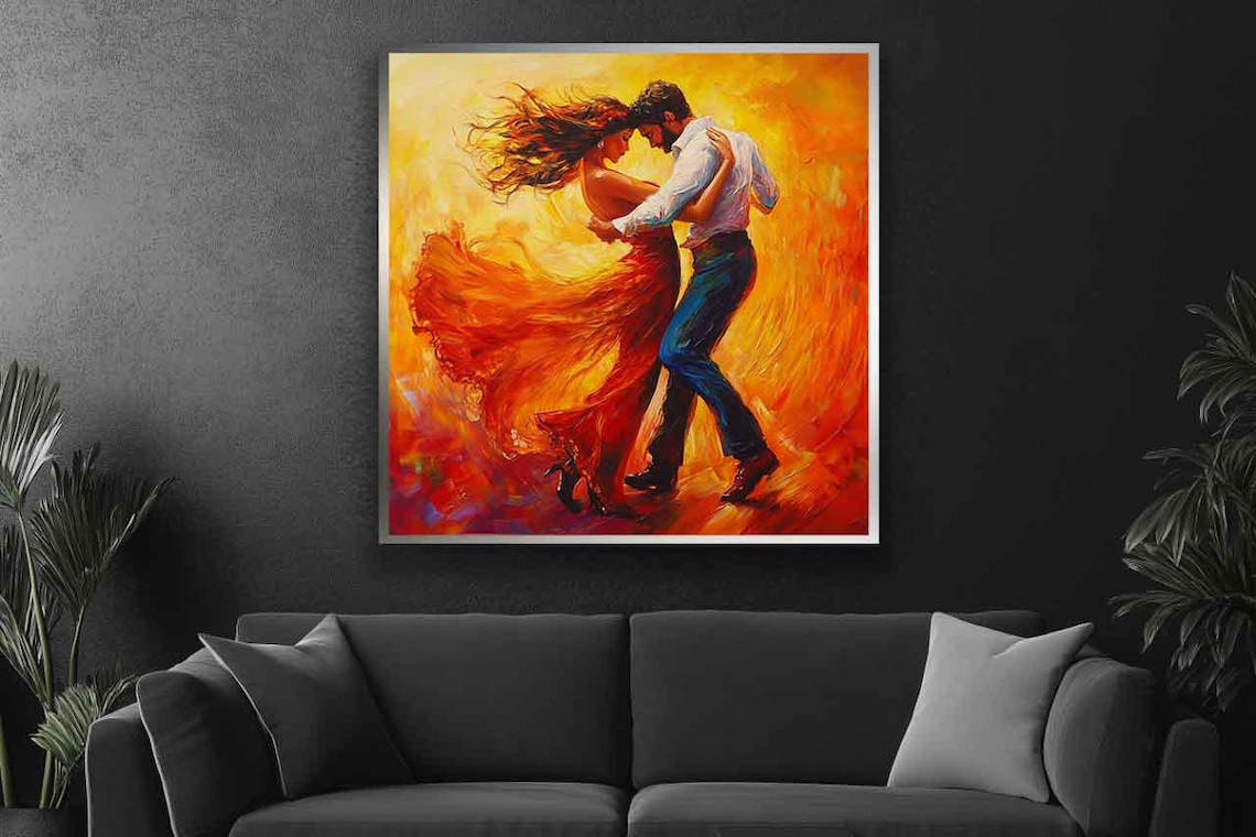 Fiery Latin Dance Couple Swirling Red Dress Passion Wall Poster - Image 4