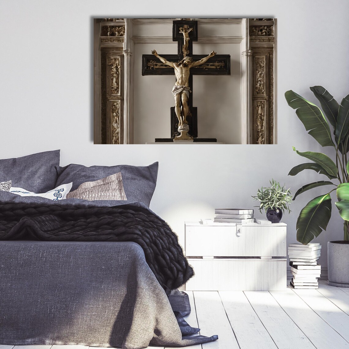 Crucified Jesus Christ Cross Church Statue Religious Art Poster - Image 2
