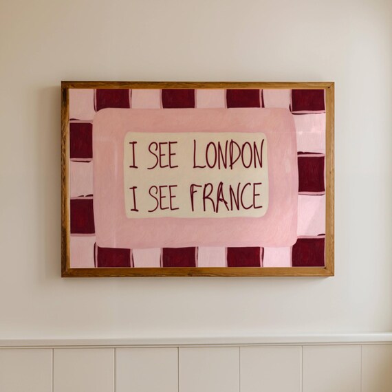 I See London I See France Pink Checkerboard Funny Quote Poster