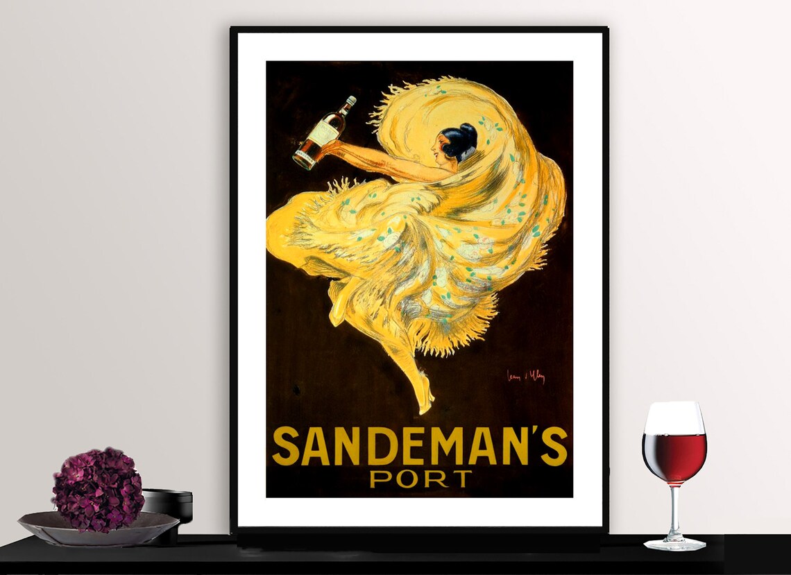 Sandemans Port Dancing Woman Golden Swirl Dress Bottle Poster