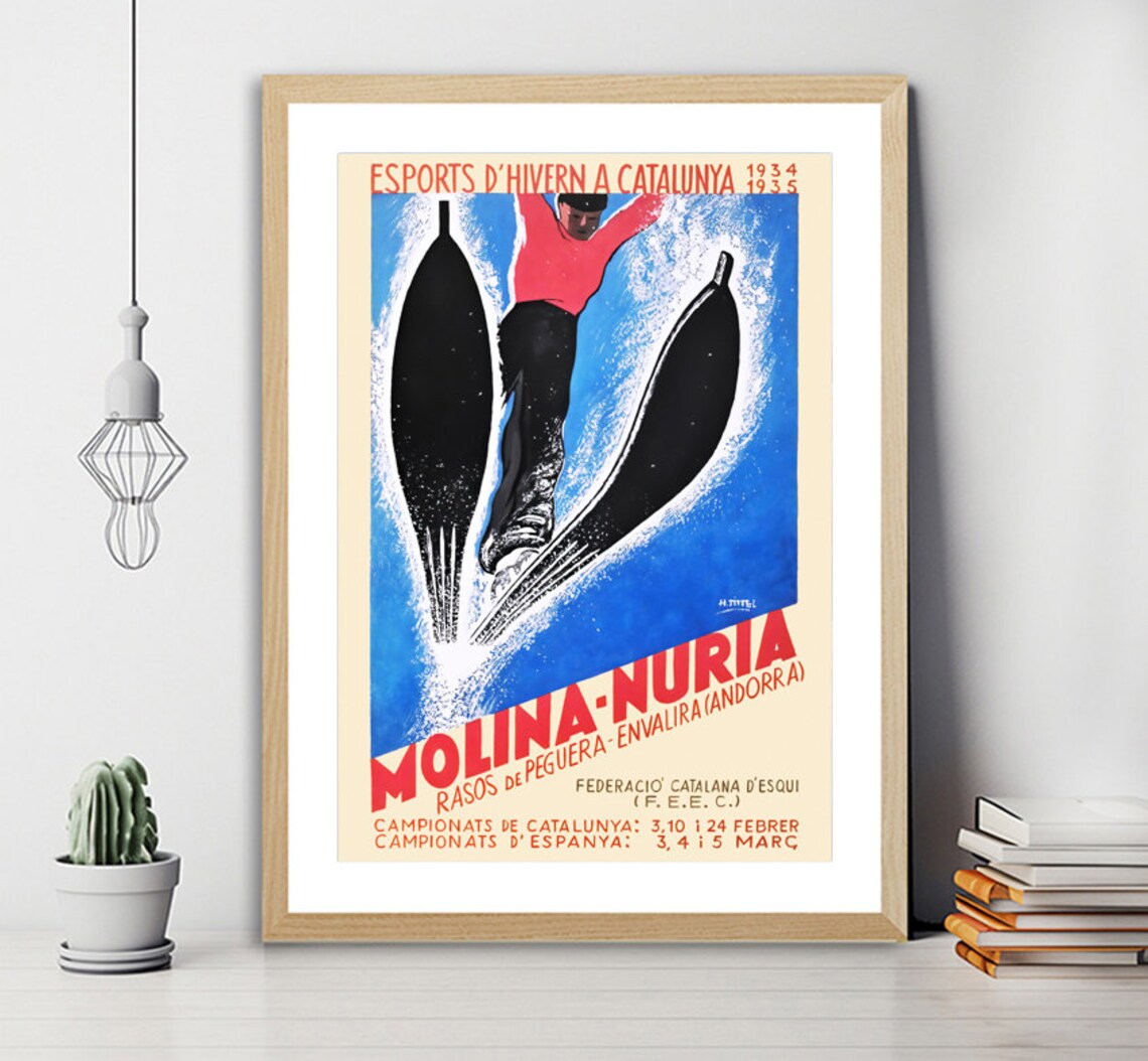Molina Nuria Ski Championships 1935 Vintage Catalan Sports Poster - Image 2