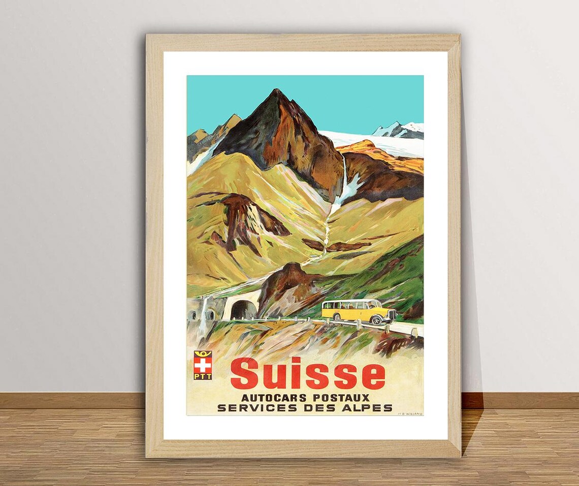 Suisse Autocars Postaux Services Des Alpes Travel Poster