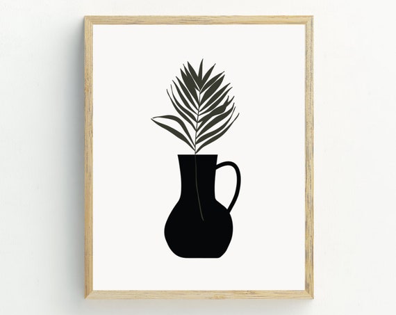 Minimalist Botanical Leaf Art Print, Boho Decor