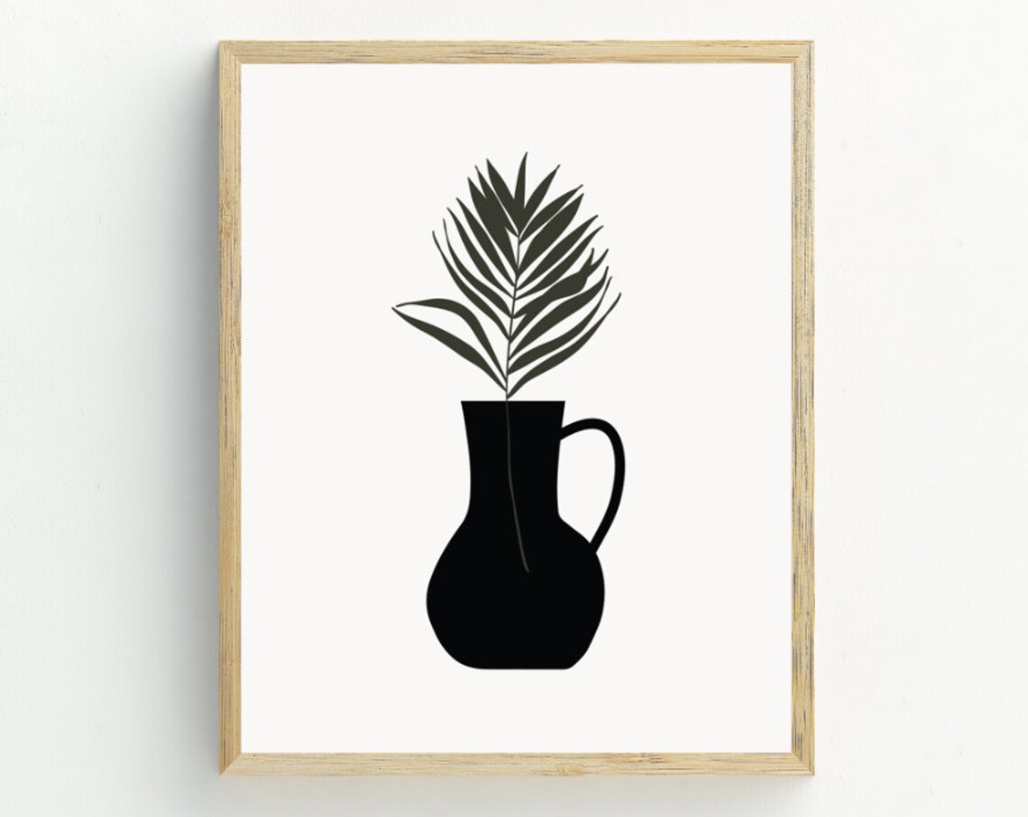 Minimalist Botanical Leaf Art Print, Boho Decor