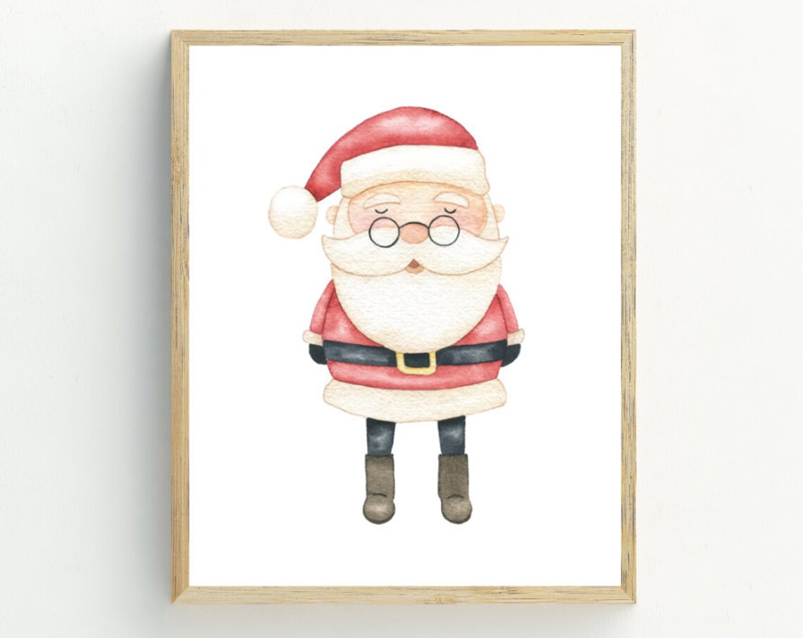 Santa Claus Art Print, Christmas Wall Art