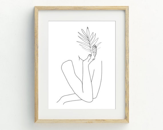Woman Line Art Abstract Black and White Art Print