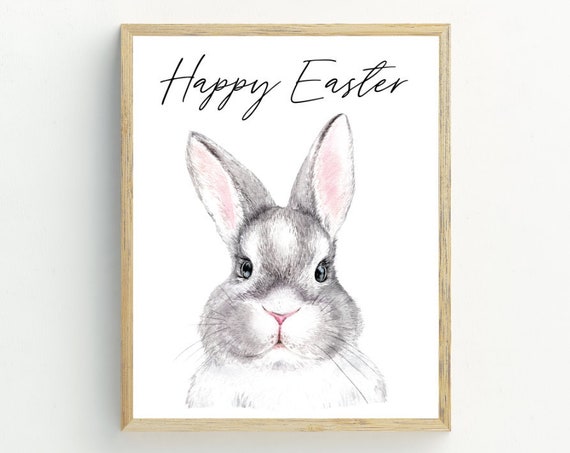 Rabbit Watercolor Nursery Wall Art Poster