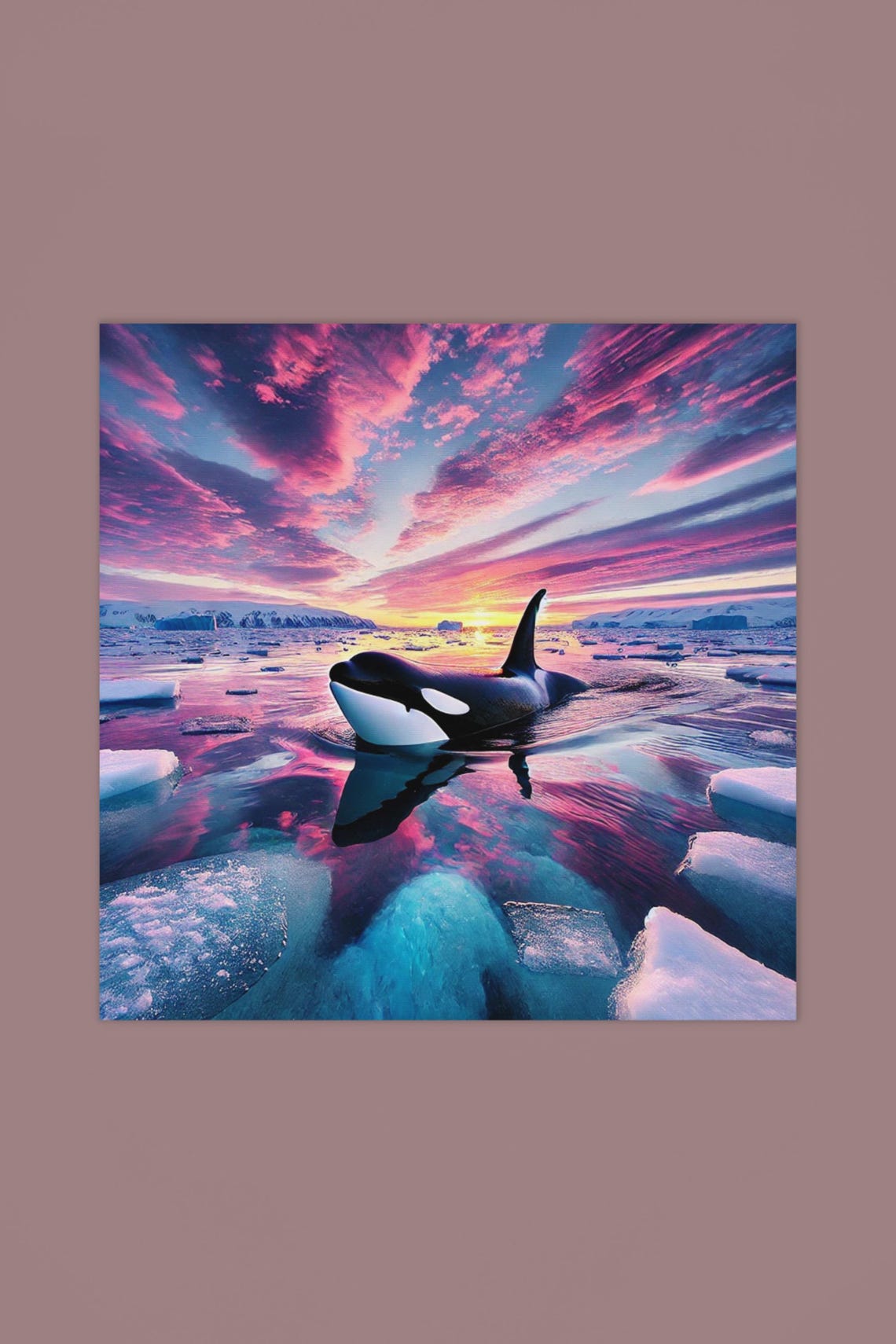 Orca Wall Art, Antarctic Sunset Poster - Image 3