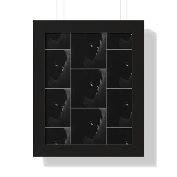 Haunting Dark Silhouette Woman Stare Mosaic Framed Art Poster