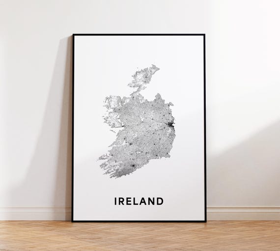Ireland Map Print Republic Of Poster Country Art Uk Wall Home Office Decor
