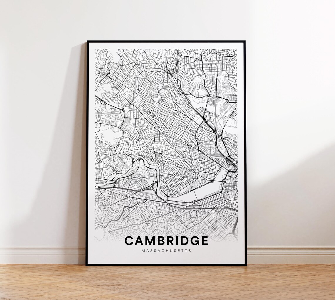 Cambridge Massachusetts Street Map Minimalist City Art Poster