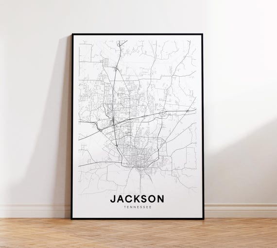 Jackson City Map Print Street Poster Tennessee Art Road Minimalist Living Room Decor