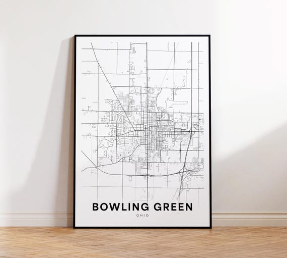 Bowling Green City Map Print Street Poster Ohio Art Road Wall Office Decor
