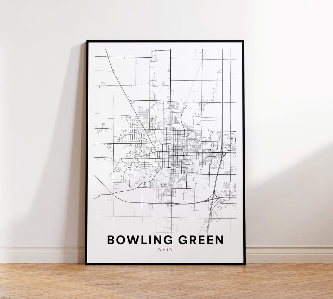 Bowling Green City Map Print Street Poster Ohio Art Road Wall Office Decor