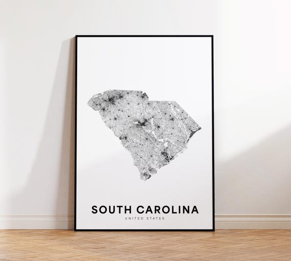 South Carolina Map Print State Minimalist Sc Usa Art Gift Wall