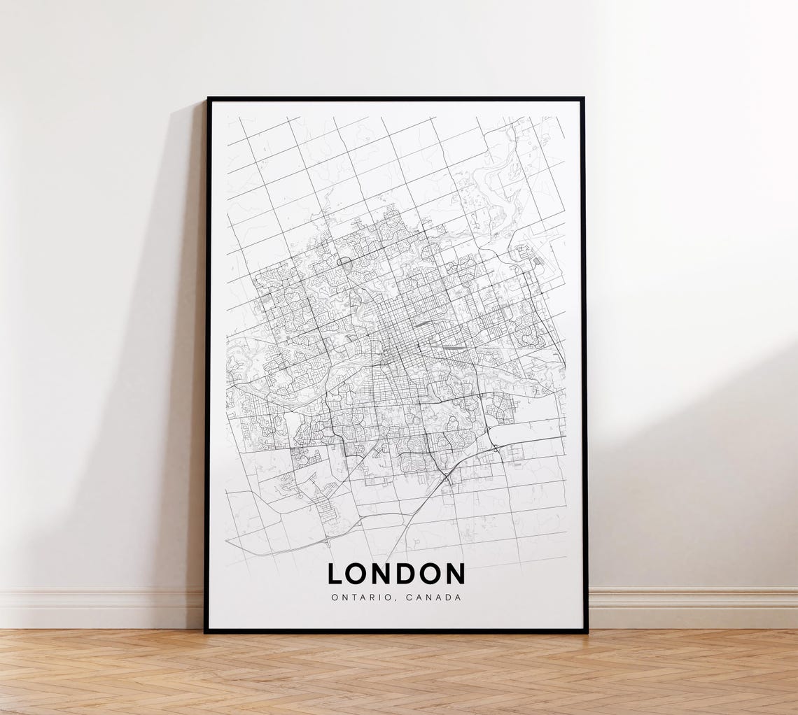 London Ontario Map Minimalist Black White Canada City Art Poster