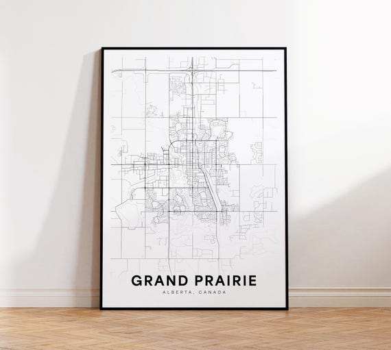 Grande Prairie City Map Print Poster Alberta Decor Road Wall Art