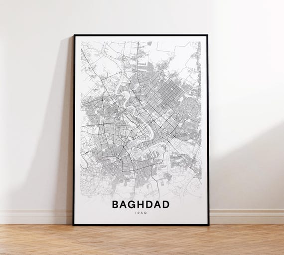 Baghdad City Map Print Poster Iraq Art Minimalist Instant