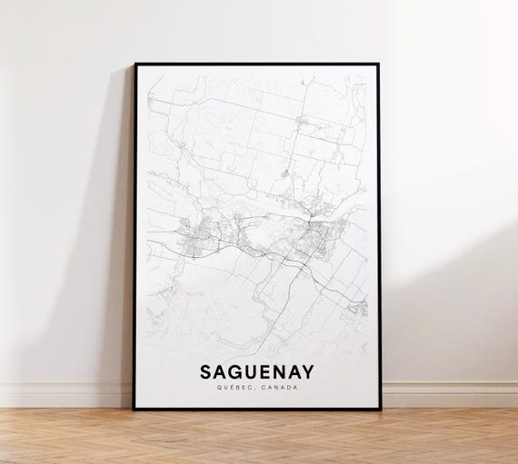 Saguenay City Map Print Street Poster Decor Road Wall Art Living Room