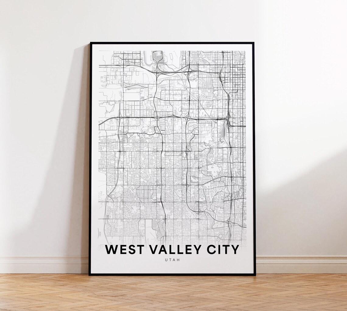 West Valley City Utah Minimalist Line Art City Street Map Poster