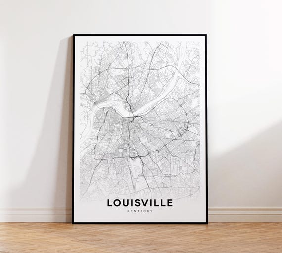 Louisville Ky City Map Street Kentucky Usa Poster Modern Road Minimalist Decor Home Office Wall
