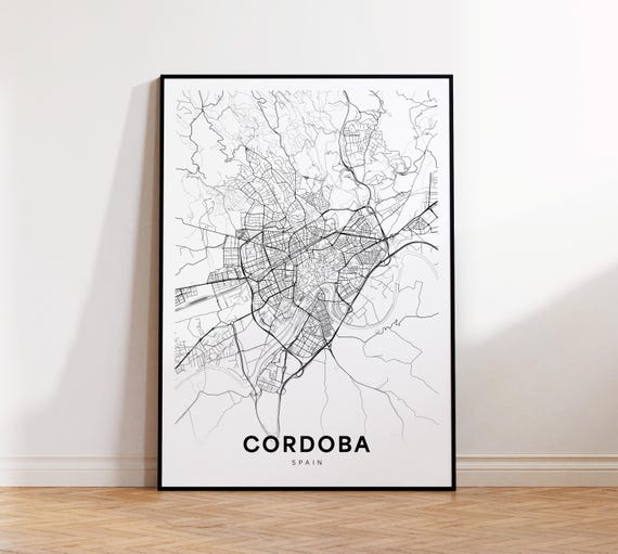 Cordoba City Map Crdoba Spain Wall Art Minimalist Print Modern Decor Street Gift For Him Instant